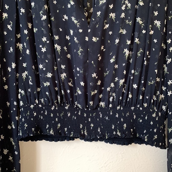 RAG & BONE Calista Floral Blouse in Navy Blue Size XS - Picture 5 of 13